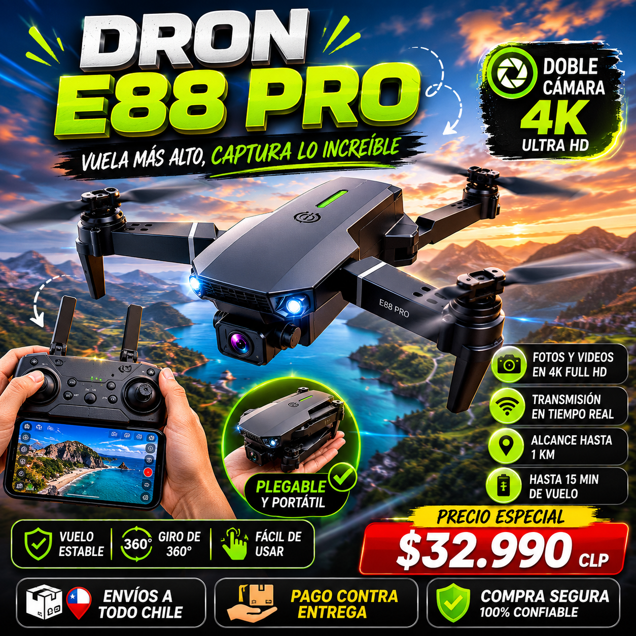 Dron E88 Pro Con Camara Dual