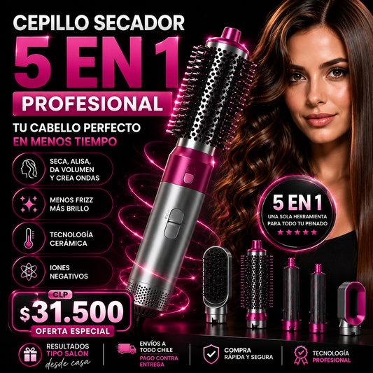 Cepillo Secador 5 En 1 Profesional