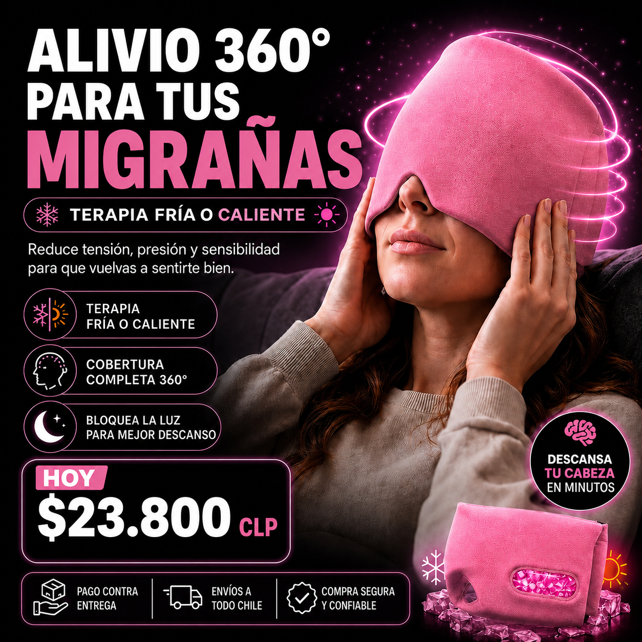 Gorro De Gel Alivio De Migraña Dolor
